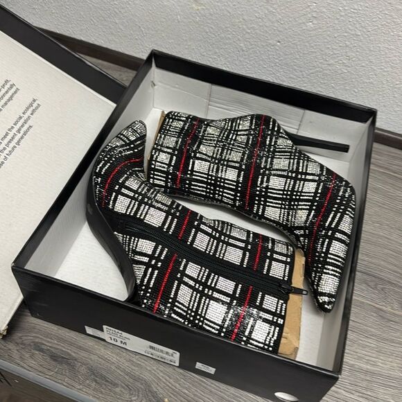 INC International Concepts Womens Reisa Dress Booties,Plaid Bling - Picture 2 of 6